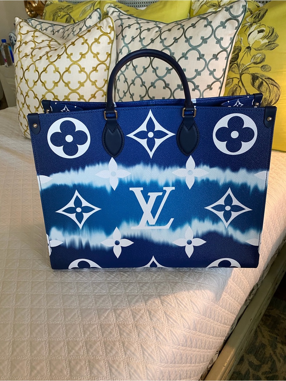 Louis Vuitton Blue and White Monogram Wave Tote